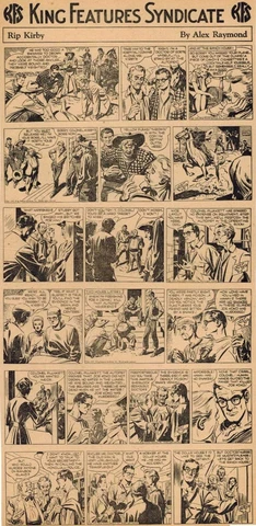 1947 ALEX RAYMOND RIP KIRBY ORIGINAL PRODUCTION ART PAGE NEWSPAPER COMIC DAILIES Cover