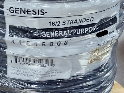 Honeywell Genesis 4151 16/2C Stranded Direct Burial Fire Alarm Cable Black /50ft - Image 1 of 4