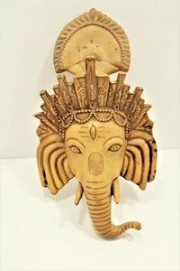 Gelblich weiß NewHead of Ganesh Harz Maske handgesehnt aus Nepal 11 Zoll - Bild 1 von 5