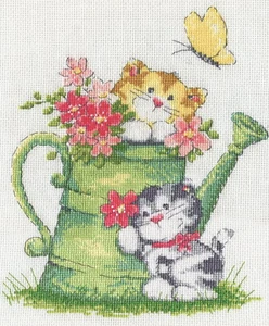 Cross Stitch Kit ~ Design Works Watering Can Cats #DW3247 - Picture 1 of 4