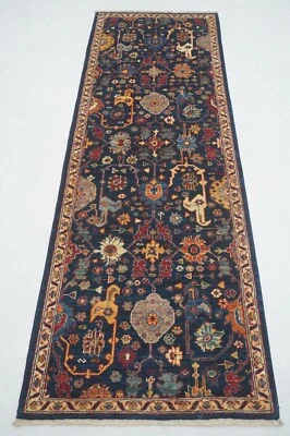 3 x 8 ft Navy Blue Bidjar Afghan Hand knotted Oriental Transitional Runner Rug - Image 1 of 4