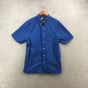 Browning Button Down Short Sleeve Shirt Mens L Blue Cotton Blend Chest Pocket - Picture 1 of 16