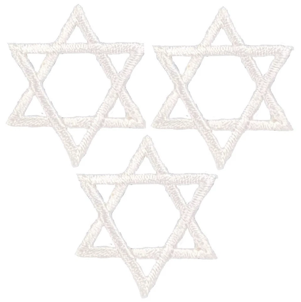 3-Pack Star of David Applique Patch - Mini White Embroidered Badge 1" (Iron on) - Image 1 of 1