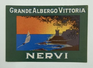 Etiqueta/pegatina de equipaje original vintage Grande Albergo Vittoria Nervi, Italia - Imagen 1 de 2