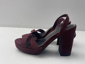 New Look Ladies Burgundy Faux Suede Buckle Strappy Heel Sandals UK 5 EUR 38 B92 - Picture 1 of 6