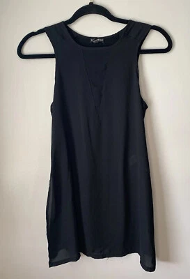 Женская майка Express XS черная шифоновая прозрачная с разделенной спиной нарядная дамская - Изображение 1 из 3