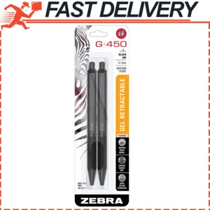 2pk Zebra Pen G-450 Retractable Gel Pen Brass Barrel, Medium Point, 0.7mm, Black - Picture 1 of 7