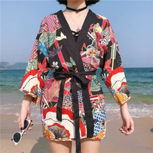Lady Ukiyoe Kimono Cardigan Tops Jacket Japanese Yukata Bathrobe Harajuku Loose - Picture 1 of 12