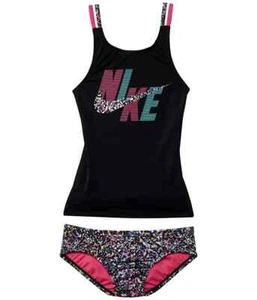 Nike L45224 Kids Black Spiderback Tankini Two-Piece Swim Set Size Small - Picture 1 of 2