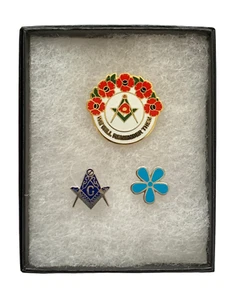 Personalised Gift Box & (SB016) Set of Three Masonic Enamel Lapel Pin Badges - Picture 1 of 12