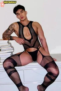Men Sexy Mesh Sheer Fishnet Jumpsuits Pantyhose Body Stocking Bodysuit Underwear - Picture 1 of 7