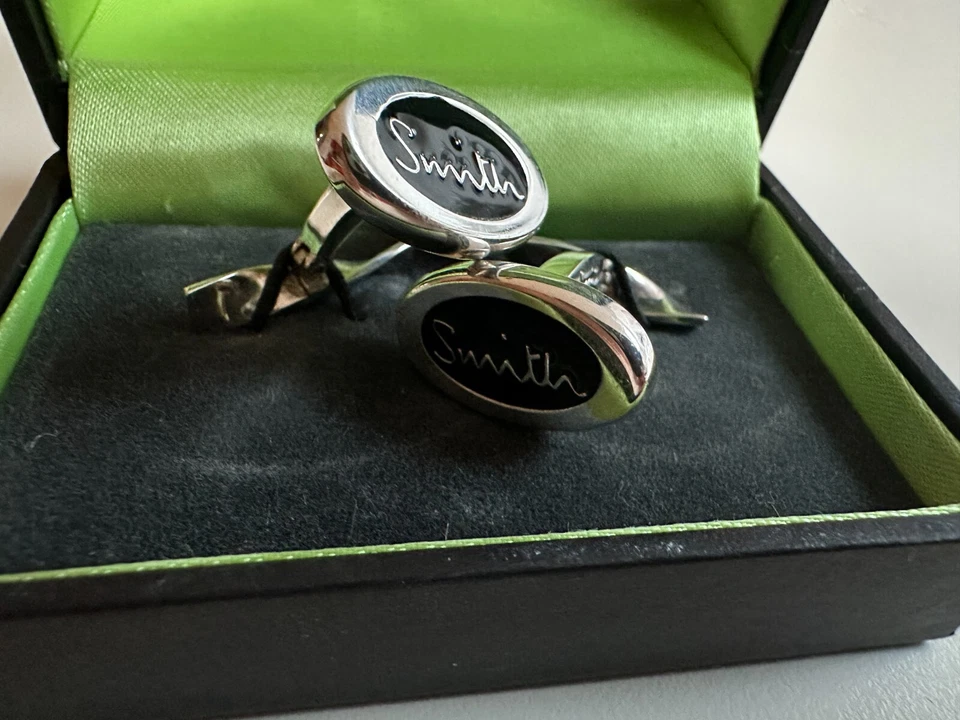 Gemelos ovalados Paul Smith | Centro negro Smith & Smith | Plata de ley ✨ Foto 1 de 4