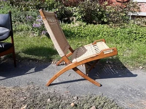 Danish modern,Yugoslavian,folding rope lounge chair,Wegner style - Picture 1 of 11