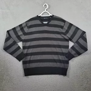 Paper Denim Stoffpullover Herren mittelgrau gestreift V-Ausschnitt Classiccore adrett - Bild 1 von 11
