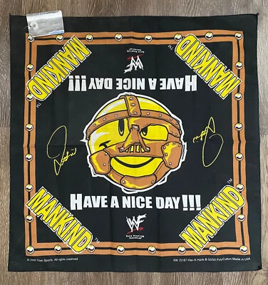Bandana de lucha libre WWF Mankind Have a Nice Day Foley 2000 con etiqueta Foto 1 de 4