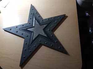 19 " Wooden Star With Accent Mirror Wal Hanging  - Picture 1 of 5