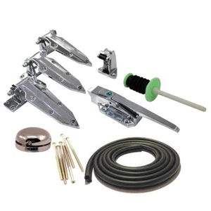 Fridge Coolroom Door Kit – Latch Hinges Rubber Seal Safety Bell Fixing Screws  - Picture 1 of 11