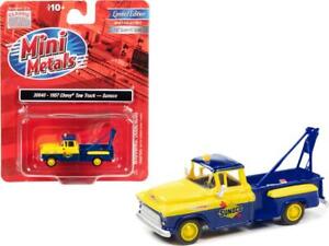 1957 Chevrolet Stepside Tow Truck Sunoco Blue and Yellow 1/87 (HO) Scale Model