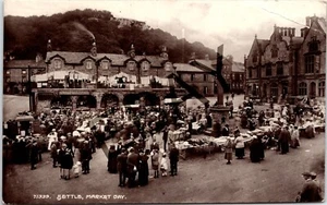 SETTLE YORKSHIRE MARKET DAY SHOP FRONTS 1925 REAL PHOTO VINTAGE POSTCARD - Foto 1 di 2