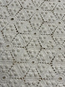 Vtg Popcorn stitch Full/Queen Ecru bedspread hand crochet 88x76” Cutter Crafts - Picture 1 of 8