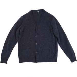 Uniqlo Woll Strickjacke Pullover Classic Fit L grau minimalistisch Knopfleiste kuschelig - Bild 1 von 8
