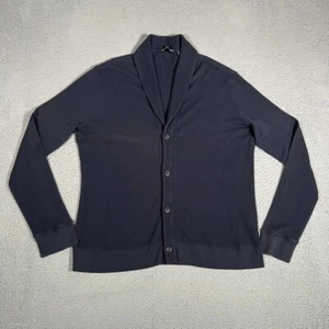 Ralph Lauren Sweater Mens XL Black Label Shawl Collar Cardigan Waffle Knit Pima - Picture 1 of 12