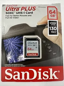 SanDisk Ultra PLUS 64GB SDXC UHS-I Memory Card BRAND NEW - Picture 1 of 2
