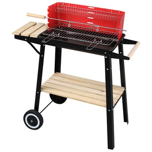 Outdoor BBQ Grill Charcoal Barbecue Patio Backyard Meat Cooker with 2 Wheels - Picture 1 of 8