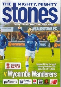 Wealdstone v Wycombe Wanderers 30 Nov 2024 FA Cup 2nd Round Programme - Picture 1 of 1