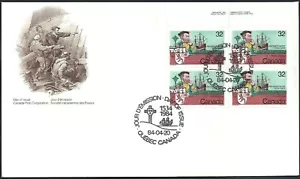 Canada #1011 ULpb "Cartier & Ship" Brand New 1984 Ofdc Block Issue - Picture 1 of 2