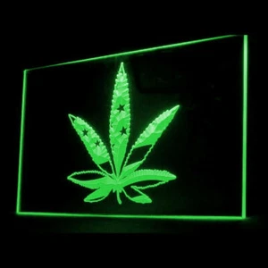 Letrero de luz LED con pantalla de estilo de vida bandera de Estados Unidos hoja de cáñamo de marihuana - Imagen 1 de 1