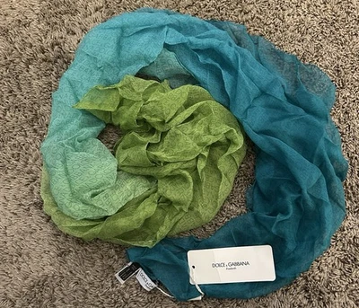 Nwt Dolce And Gabbana Scarf Sheer Teal Green 100% Sera Silk - Image 1 of 3