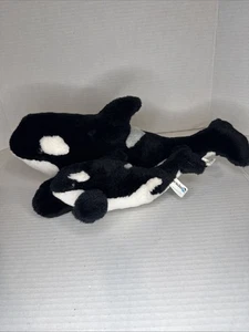 SeaWorld Parks Plüsch Shamu Orca Killerwal mit Baby Stofftier 16,5 Zoll Plüsch - Bild 1 von 7