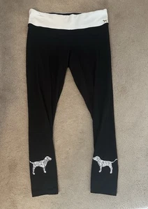 Victoria’s Secret Pink Sequin Bling Dog Yoga Leggings L - Picture 1 of 6