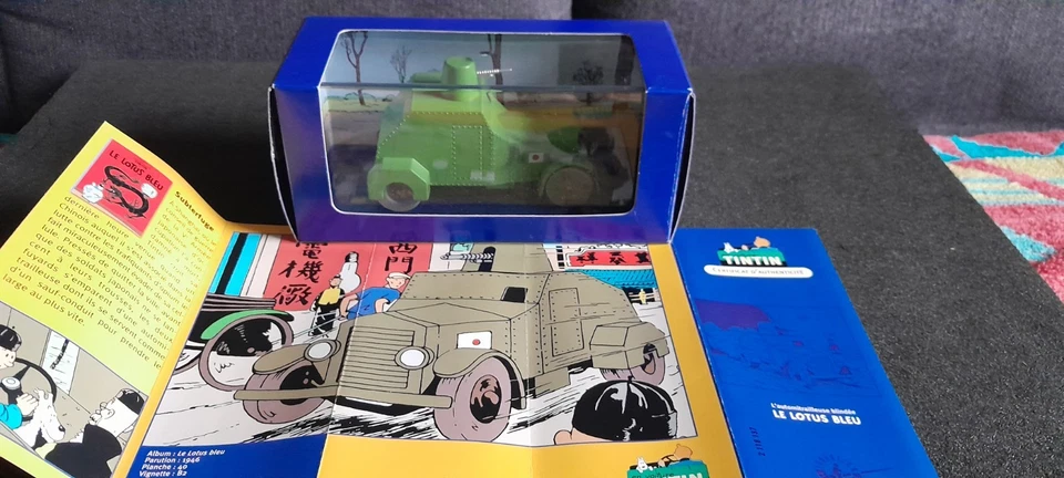 VOITURE TINTIN  ATLAS 1/43 L AUTOMITRAILLEUSE BLINDEE  LOTUS BLEU NUM 37 - Photo 1/1