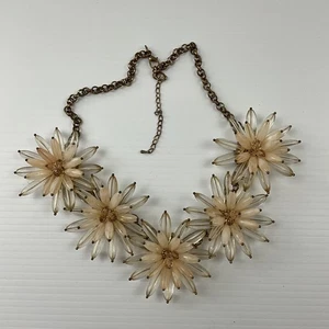 Smoky Champangne Crystal Flower Necklace Statement Piece Vintage Jewelry - Bild 1 von 13