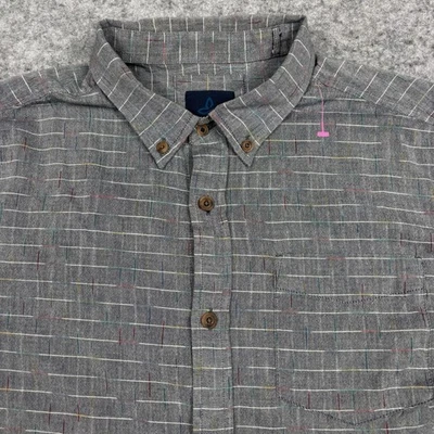 Camisa Prana Manga Larga Con Botones Para Hombre Grande Gris Estampado Geométrico Abstracto Foto 1 de 4