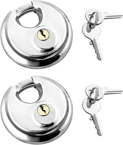 Disc Locks, 2 Pack Heavy Duty Steel Keyed Padlock Disc Storage Locks for Storage - Picture 1 of 5