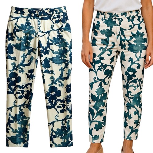 Moschino pantaloni economici e chic 4 USA blu avorio skinny crepe coniche vite floreale