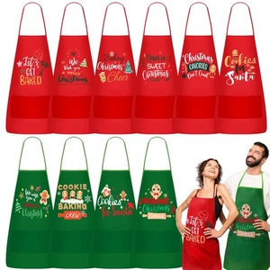 10 Pcs Christmas Apron for Women Men Adjustable Holiday Apron with Pocket Adu... - Bild 1 von 8