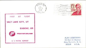 Frontier Airlines First Flight Eugene Oregon - Salt Lake City Utah - 1979 - Picture 1 of 2