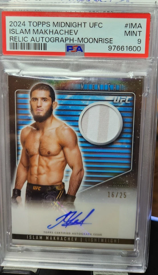 2024 Topps Midnight UFC Islam Makhachev Relic Autograph 16/25 Psa 9 - Image 1 of 1