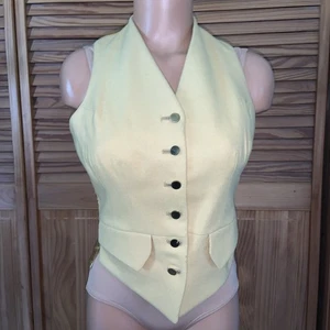 Equestrian brand fox Hunting Canary Vest 4/6R Gold Buttons Vintage 34R Wool - Picture 1 of 10