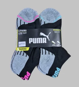 PUMA Womens Socks Low Cut Mesh Ventilation Cushion 6 Pair Shoe Size 5-9.5 Black - Picture 1 of 2