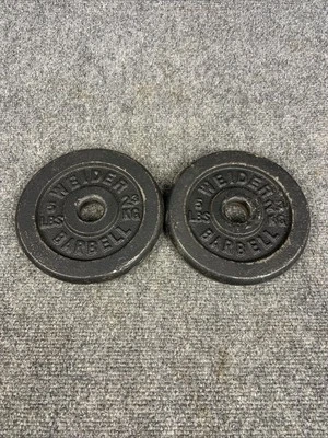 Lot of 2 Vintage Weider Barbell 5lbs Standard Weight Plates 1" Hole 10lbs Total - Image 1 of 3