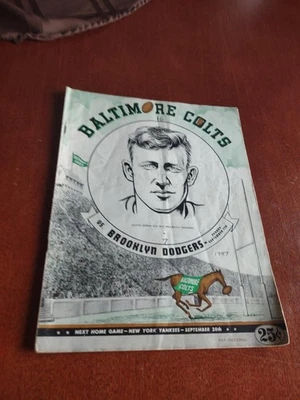 1947 Baltimore Colts vs Brooklyn Dodgers Football AAFC Program Colts 1st Game - Image 1 of 4