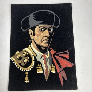 Vintage Paint By Number Matador On Black Velvet Painting 9” X 12” Unframed - Picture 1 of 8