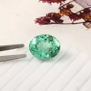 AAA 12.55 Ct Natural Flawless Ceylon Green Sapphire Loose Oval Gemstone Cut - Picture 1 of 5