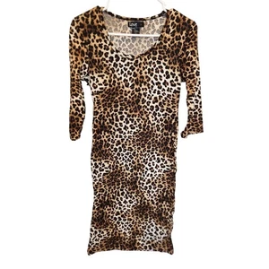 Vintage Y2K Love Womens Sz L Long Sleeve Shirt Dress Leopard Cheetah Print - Picture 1 of 3