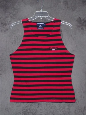 Camisa Ralph Lauren Mujer XL 16 18 Rojo Rayas Camiseta sin Mangas Calce Atlético Damas De Colección Foto 1 de 4
